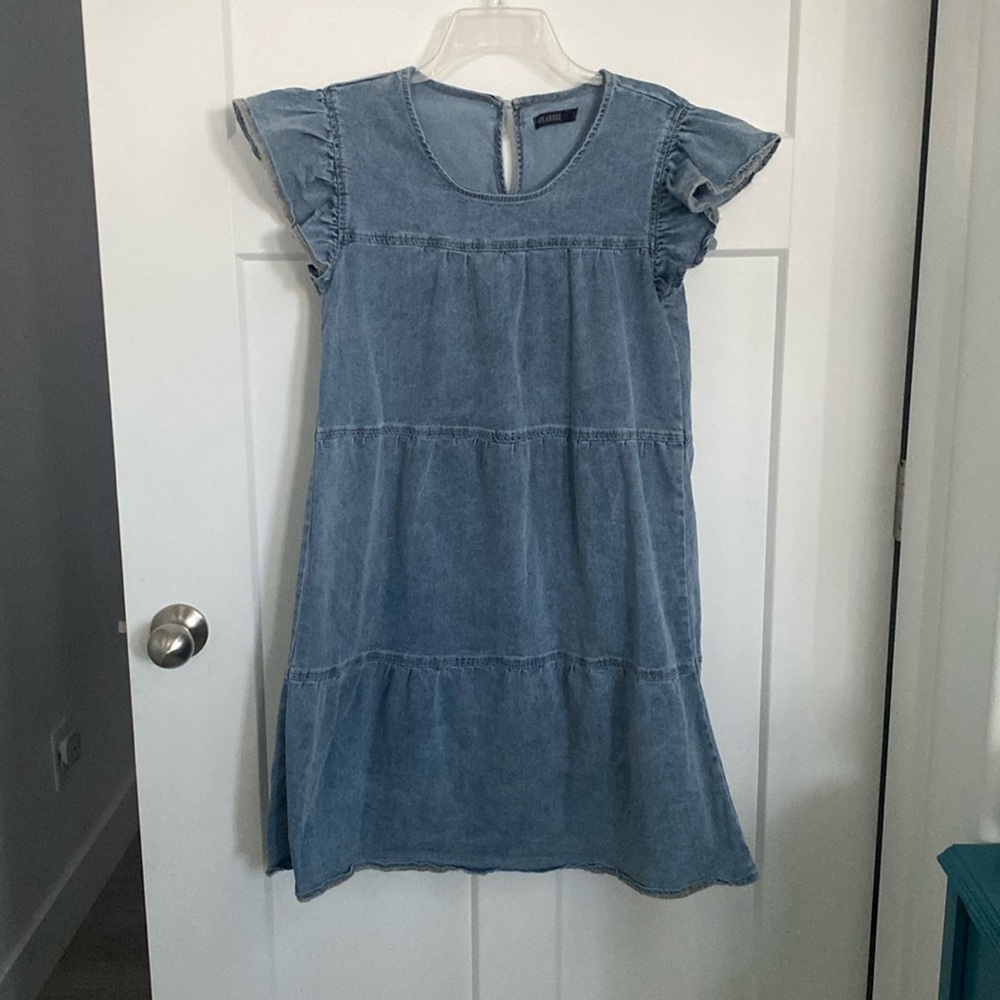 Mikarose denim flutter sleeve dress